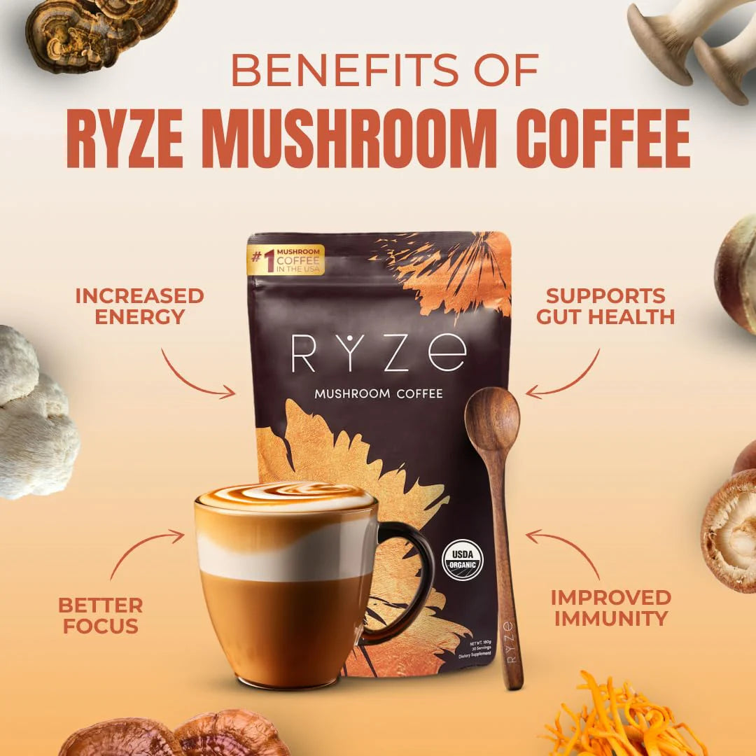 RYZE Mushroom Coffee Organic 30 servings | Father's Day Discount